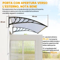 Tenda da Sole Curva con Viti e Bulloni Inclusi, in Policarbonato, PP e Alluminio, 90x150x25 cm