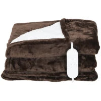 Coperta Elettrica 180x130 cm 10 Livelli di Temperatura Timer Lavabile in Lavatrice, Display LED Marrone