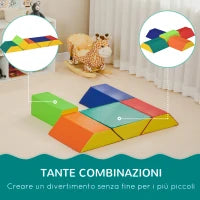 Set Costruzioni Morbide per Bambini con 5 Blocchi a Rettangolo e Trapezio, in PU e EPE, 48.3x19.1x48.3 cm, Multicolore