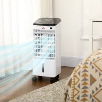 Ventilatore Umidificatore 3 in 1 su Ruote con Telecomando, 3 Modalità, 3 Velocità, Timer, Bianco