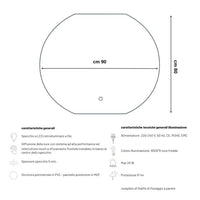 Specchio 5 mm semicircolare retroilluminato led interruttore touch *** misure 90x80 cm, tonalità dimmerabile 2700-45...