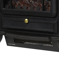 Camino Elettrico da Terra con Effetto Fiamma Potenza 1000W /2000W in ABS e Vetro, 45x28x54cm, Nero