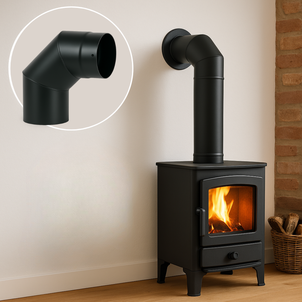 Curva a 90° elemento angolare modifica sezione canale fumo stufa pellet *** misura Ø 180 mm, confezione 1