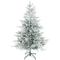 Albero di Natale Innevato Alto 150 cm con Rami Realistici e Base in Metallo Pieghevole