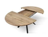 PAZZO DESIGN Tavolo Allungabile con Gambe Incrociate rotondo, Made in Italy, Basamento Nero, Rovere rustico