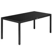 Tavolo da Giardino Rettangolare per 8 Persone in Alluminio e Vetro, 180x80x72cm, Nero