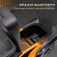 Macchinina per Bambini 2 in 1 con Maniglione e Barriera di Sicurezza, 86.5x40x89.5 cm, Arancione e Nero