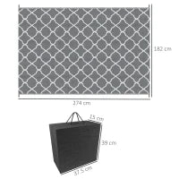 Tappeto per Esterno Pieghevole e Reversibile con Borsa di Trasporto, 182x274 cm Grigio Chiaro