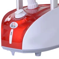 Vaporizzatore per Abiti 1950 W con Tavola da Stiro Integrata, Serbatoio d'Acqua da 2 L, Asta Telescopica, Guanto, Gruccia, Rosso