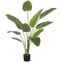 Pianta Artificiale Decorativa 109 cm Banano Artificiale con Vaso e Foglie per Interno Verde