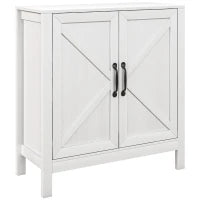 Mobiletto Buffet con 2 Porte e Ripiano Regolabile in Altezza, Fascino e Modernità, 80l x 35P x 85H cm, Bianco