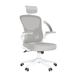 Sedia ufficio ergonomica - RATTANTREE  - Sedie da scrivania con Supporto Lombare e Poggiatesta Regolabile - Grigio
