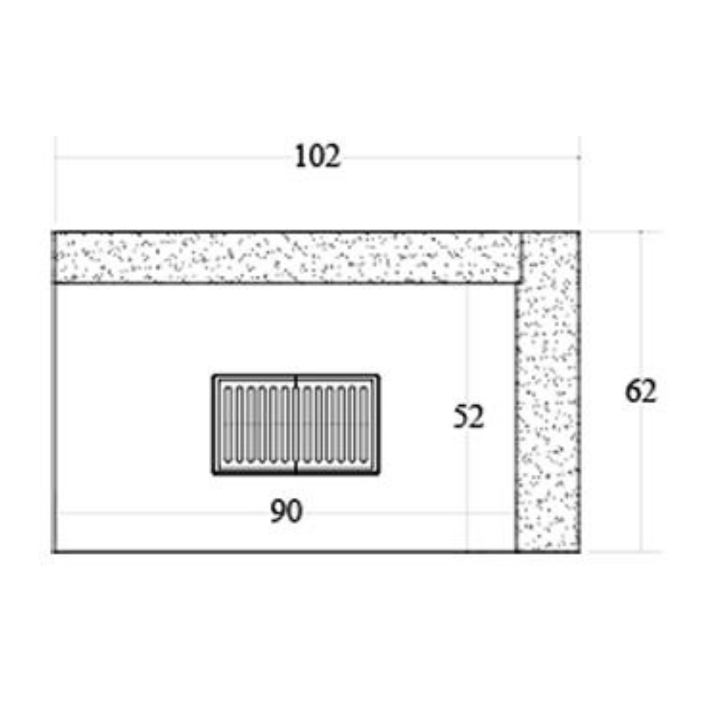 Camino legna prefabbricato refrattario focolare aperto reversibile ds100 ref