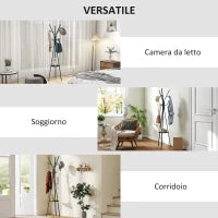 Appendiabiti da Terra Verticale Moderno per Ingresso, 45x45x180cm, Nero