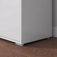 Credenza Moderna con 2 Armadietti e 2 Cassetti con Apertura a Pressione, 79x36x74cm, Bianco Lucido