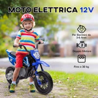 Moto Elettrica per Bambini con Rotelle Rimovibili, Sospensioni, Suoni e Indicatore di Carica, Blu