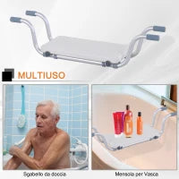 Sedile per Vasca in Lega di Alluminio e Plastica, Sgabello per Vasca da Bagno Larghezza Regolabile 73-83cm, Max. Carico 150kg