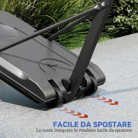 Canestro Basket da Esterno Regolabile da 146-236 cm con Ruote e Base Riempibile, Nero