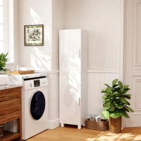 Colonna Bagno Moderna con 2 Armadietti e Ripiani Regolabili, 40x30x167.5 cm, Bianco