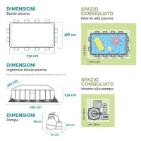 26368NP - Piscina Ultra Xtr Frame Rettangolare 732X366X132 Cm, Pompa A Sabbia Combo, Scaletta Doppia, Telo Base, Copertura, Kit Di Pulizia Deluxe E Set Volley