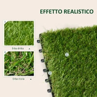 Piastrelle da Giardino con Erba Sintetica 30x30cm 10 Pezzi, Prato Artificiale Densità 6500, Verde
