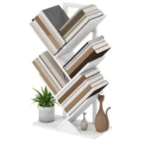 Libreria a Forma di Albero con 5 Ripiani e Sistema Anti-Ribaltamento per Salotto Camera 50x24x82 cm Bianco