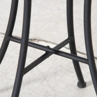 Tavolino da Giardino Rotondo in Metallo con Piano in Ceramica, Design a Mosaico, Ф35.5x53.5cm, Blu