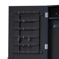 Armadio Portagioie Mutifunzionale con Design Contemporaneo da Parete con Specchio 37L x 10l x 112H cm Nero