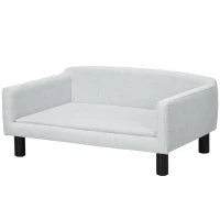 Divano per Cani Taglia Media e Piccola Vellutato con Cuscino, Braccioli e Schienale, 82x54x36 cm, Grigio Chiaro