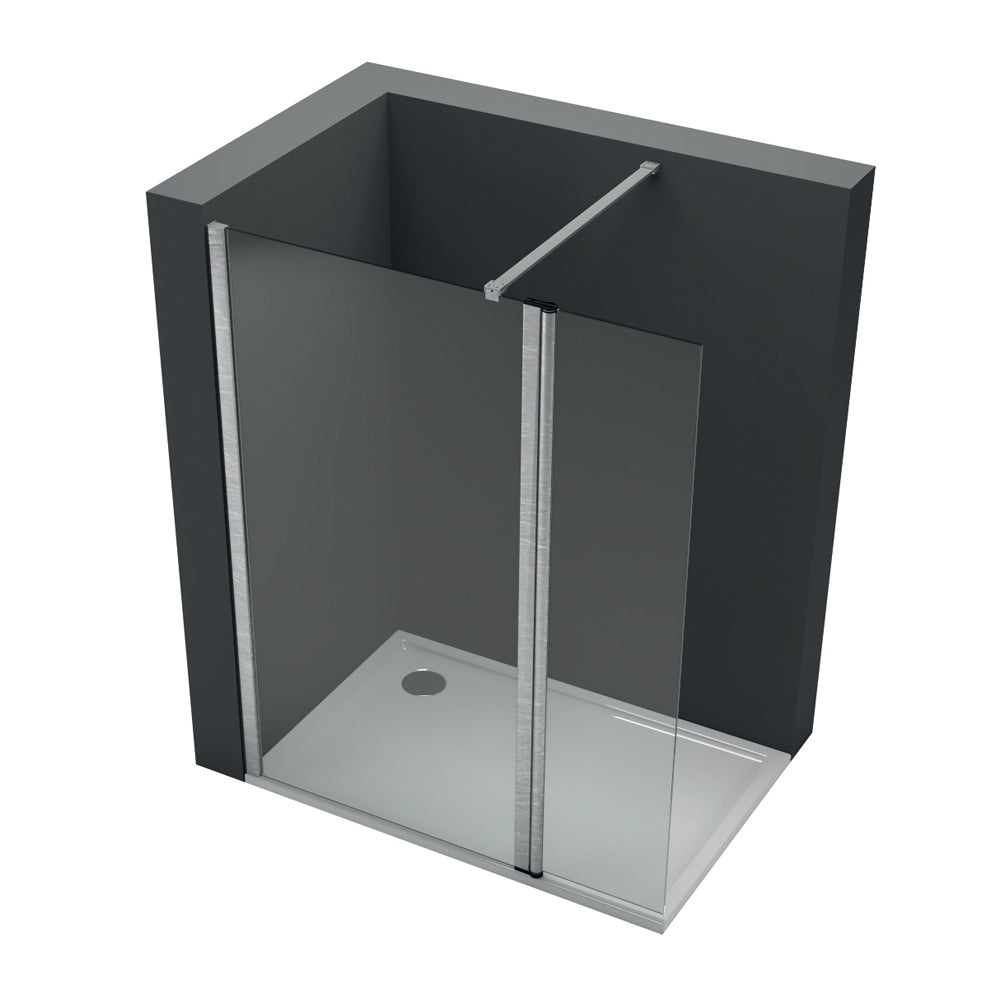 Ogomondo walk-in doccia con anta basculante e staffa cristallo 8 mm *** misure 147-149xh200 cm, confezione 1