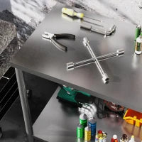 Tavolo da lavoro in acciaio inox 2 ripiani, per cucina, garage, giardino, 90 x 60 x 86 cm, argentato