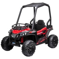 Macchina Elettrica per Bambini 12V, Velocità 3-6km/h, Quad Elettrico Mini con Doppio Motori, USB, Lettore MP3 e Telecomando, 118x76x104cm, Rosso e Nero