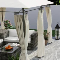 Gazebo da Giardino 3x4 m con Tende Rimovibili, Doppio Tetto e Struttura in Metallo, Crema