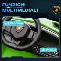 Macchina Elettrica per Bambini Lamborghini Veneno 12V con Telecomando, Età 3-6 Anni, Verde
