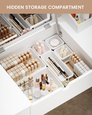 Tavolo da toeletta Bianca - RATTANTREE - con illuminazione LED e sgabello