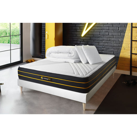 Pacchetto letto completo - Materasso 160x200cm + Box spring con doghe (kit) + 2 cuscini + Piumino - Ultra