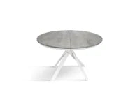 PAZZO DESIGN Tavolo Allungabile con Gambe Incrociate rotondo, Made in Italy, Basamento bianco, Grigio cemento