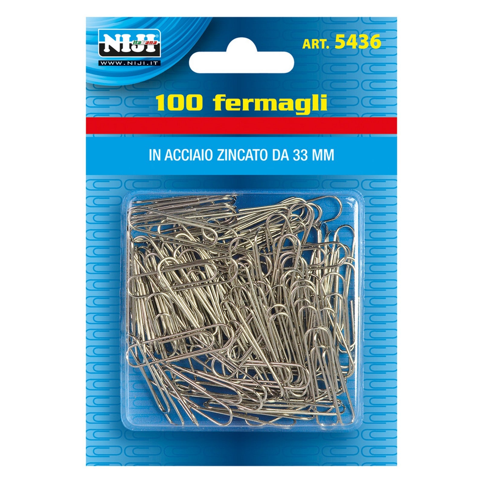 24blister fermagli per carta metallo plastificato mm.33 - 100 pz cod:ferx.5073318nlm