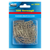 24blister fermagli per carta metallo plastificato mm.33 - 100 pz cod:ferx.5073318nlm