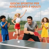Set 4 Racchette da Ping Pong e 8 Palline con Custodia per Trasporto, Rosso e Nero