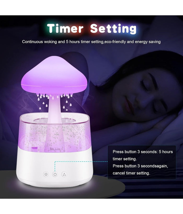 Umidificatore Nuvola Di Pioggia Diffusore Oli Essenziali Aromaterapia Con 7 Luci         