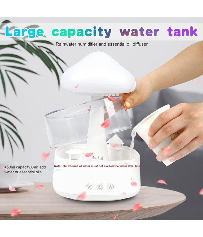 Umidificatore Nuvola Di Pioggia Diffusore Oli Essenziali Aromaterapia Con 7 Luci         