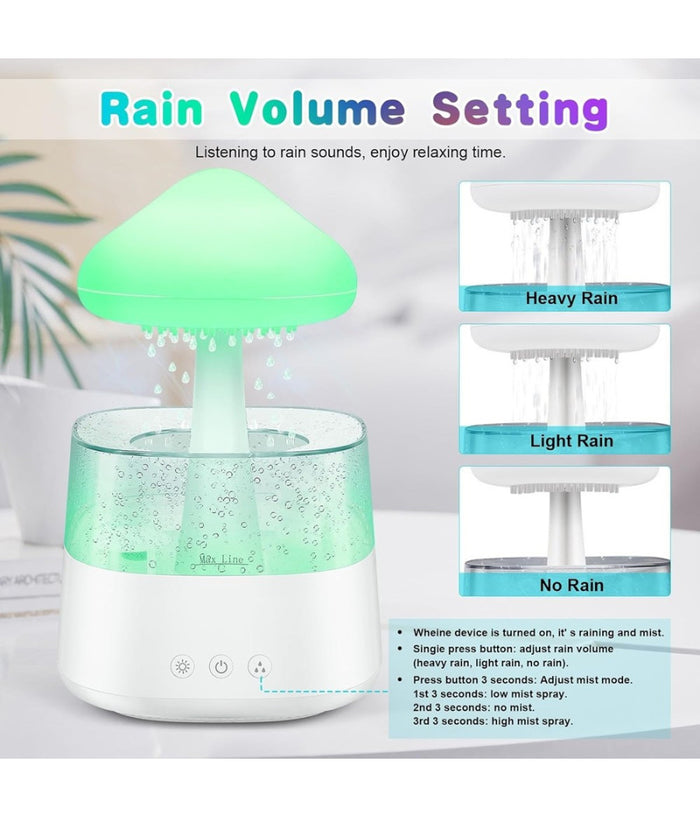 Umidificatore Nuvola Di Pioggia Diffusore Oli Essenziali Aromaterapia Con 7 Luci         
