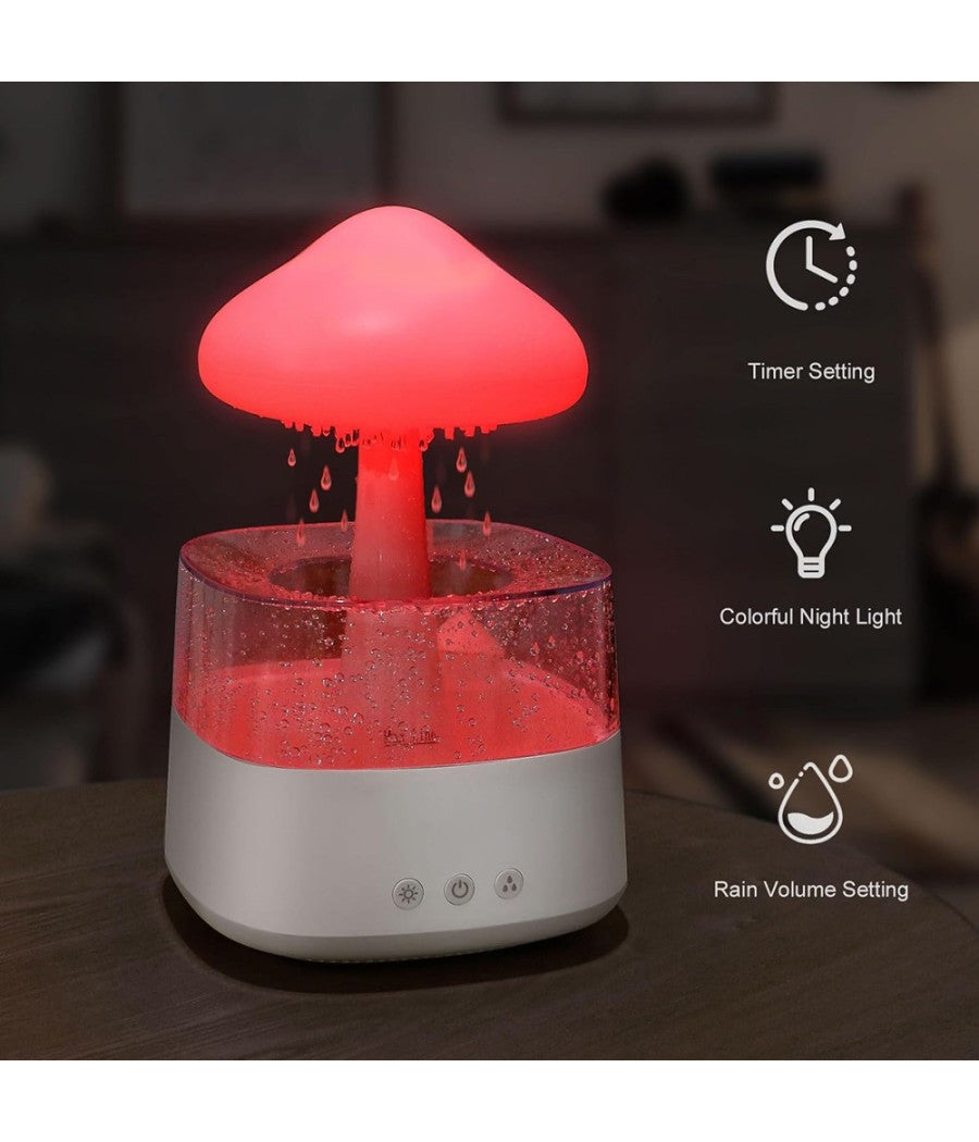 Umidificatore Nuvola Di Pioggia Diffusore Oli Essenziali Aromaterapia Con 7 Luci         