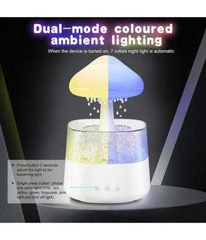 Umidificatore Nuvola Di Pioggia Diffusore Oli Essenziali Aromaterapia Con 7 Luci         