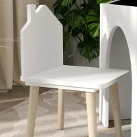 Set con 2 Sedie per Bambini e Tavolino con Lavagna per Cameretta e Asilo, Età 3-8 Anni, Bianco