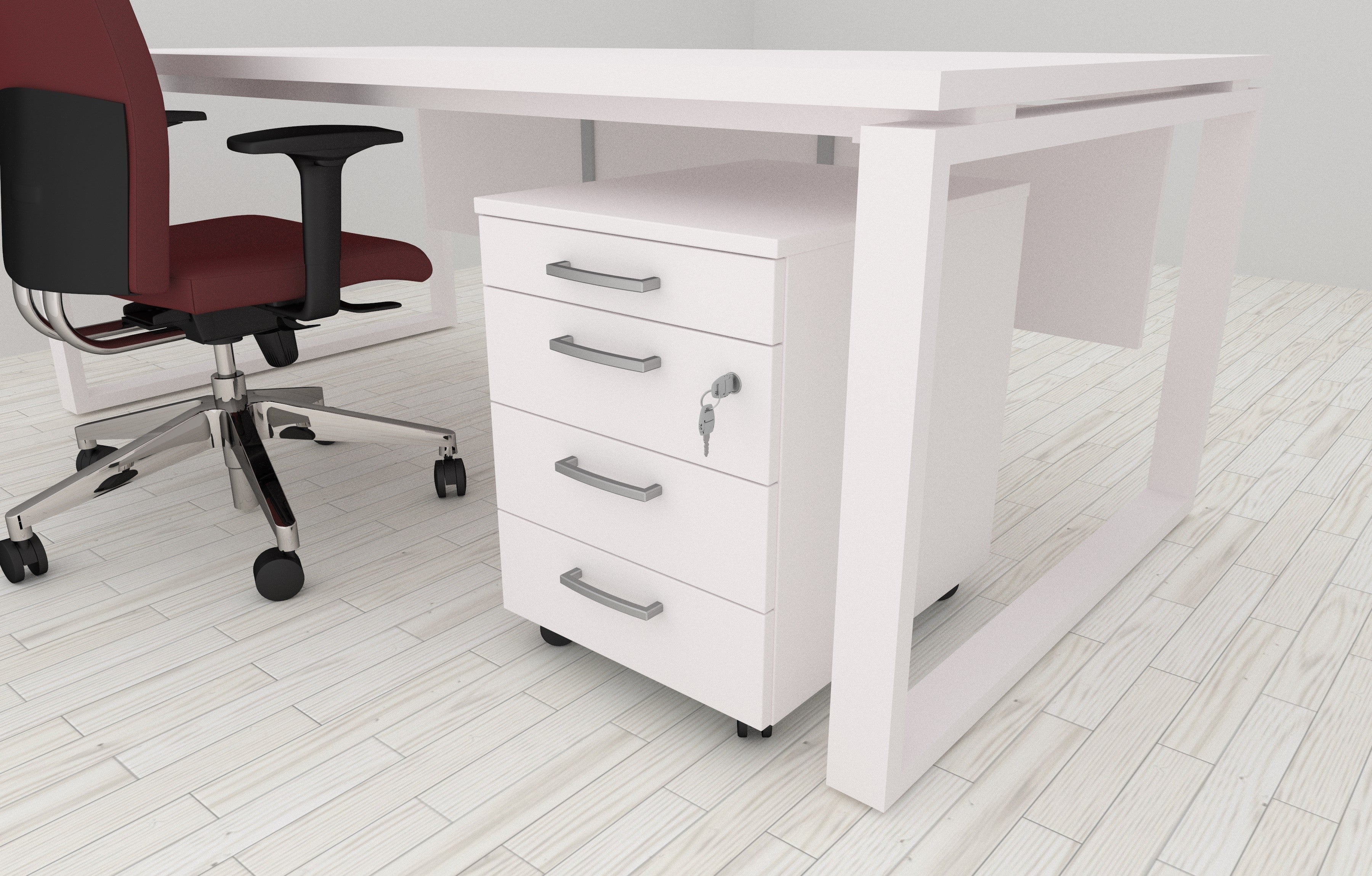 Cassettiera da ufficio con Rotelle LEVEL, L 42 x P 56 x H 61 cm (Bianco)