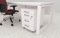 Cassettiera da ufficio con Rotelle LEVEL, L 42 x P 56 x H 61 cm (Bianco)