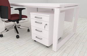 Cassettiera da ufficio con Rotelle LEVEL, L 42 x P 56 x H 61 cm (Bianco)