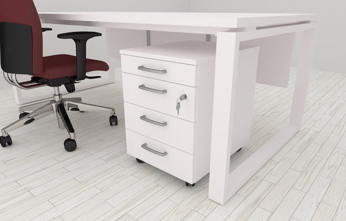 Cassettiera da ufficio con Rotelle LEVEL, L 42 x P 56 x H 61 cm (Bianco)